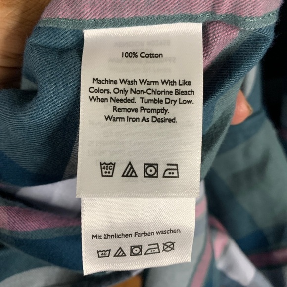 NWT Eddie Bauer Ladies Button Down Size XXL Sage Green & Pink Boyfriend Fit - Picture 7 of 9